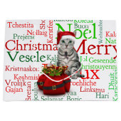 Groot formaat - Kat en muis Kerstmis Large Cadeauzakje (Voorkant)