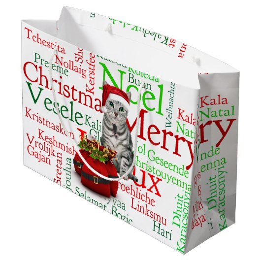 Groot formaat - Kat en muis Kerstmis Large Cadeauzakje (Achterkant Gekanteld)