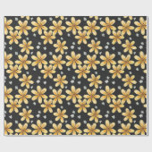 Groot geel bloempatroon cadeaupapier (Vlak)