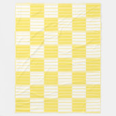 Groot geel en wit gestreept patchwork fleece deken (Voorkant)