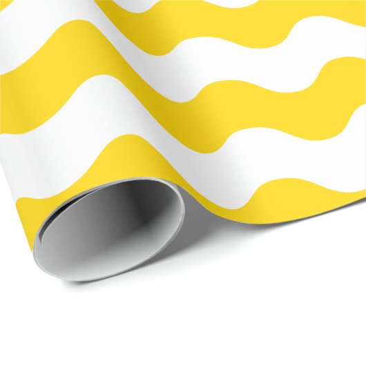 Groot Geel en Wit Golfpapier Cadeaupapier (Rol Hoek)