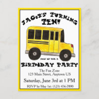 Groot gele schoolbus kind verjaardagsfeestje