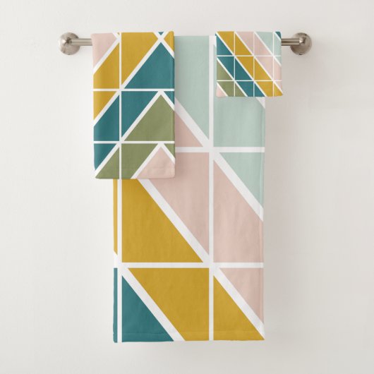 Groot geometrisch patroon in pasteelaardbedekking bad handdoek (Insitu)