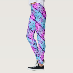 Groot gespiegeld in hemelblauw en roze tot paarse  leggings