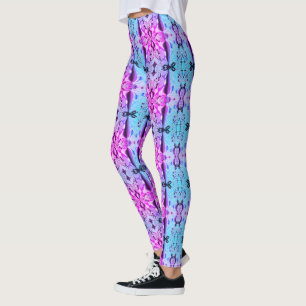 Groot gespiegeld in hemelblauw en roze tot paarse  leggings