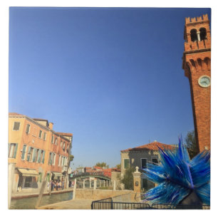 Groot glazen beeld en klokkentoren, Italië Tegeltje