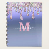 Groot Glitter Drijft de Naam van het Monogram van  Planner (Voorkant)