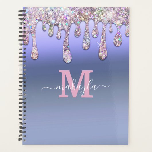 Groot Glitter Drijft de Naam van het Monogram van  Planner (Voorkant)