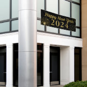 Groot Goud Zwart 2025 Gelukkig Nieuwjaar Spandoek (Buitenkant Gebouw)