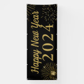 Groot Goud Zwart 2025 Gelukkig Nieuwjaar Spandoek (Verticaal)