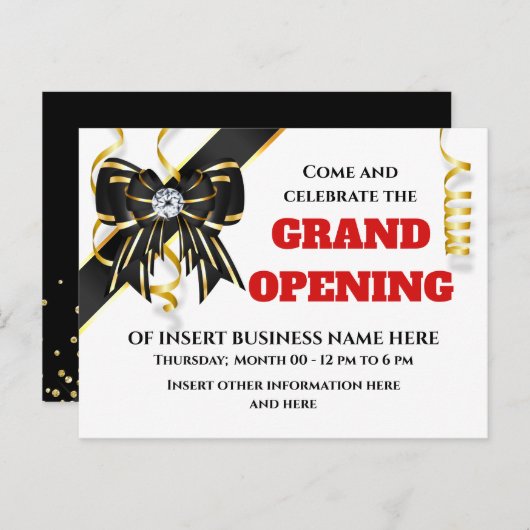 Groot gouden zwarte rode boog aankondigingskaart (Voorkant / Achterkant)