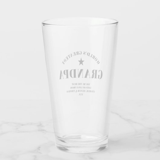 Groot-GRANDPA zwart, speciaal gepersonaliseerd Glas (Achterkant)
