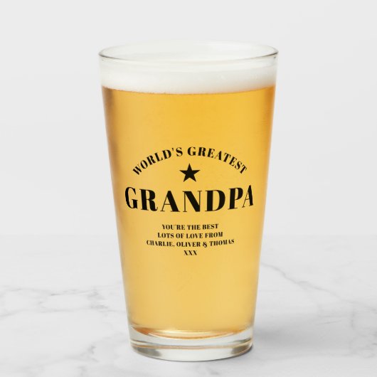 Groot-GRANDPA zwart, speciaal gepersonaliseerd Glas (Voorkant gevuld)