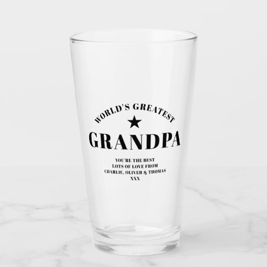 Groot-GRANDPA zwart, speciaal gepersonaliseerd Glas (Voorkant)