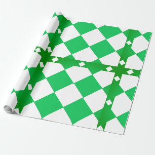 Groot groen-wit geruit diamantpatroon cadeaupapier