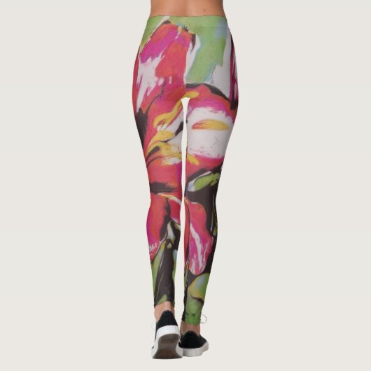 Groot hedendaags kleurrijk abstract bloemontwerp leggings (Achterkant)