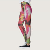 Groot hedendaags kleurrijk abstract bloemontwerp leggings (Links)