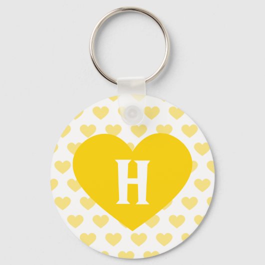 Groot, heldergeel hart - Monogram Sleutelhanger (Voorkant)