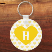 Groot, heldergeel hart - Monogram Sleutelhanger (Voorkant)