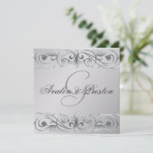 Groot Hertogin Zilveren Metaal Rol Uitnodiging (Staand voorkant)