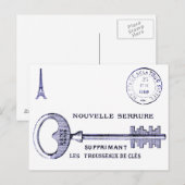 Groot hoofdontwerp met Eiffeltoren en poststempel Briefkaart (Voorkant / Achterkant)