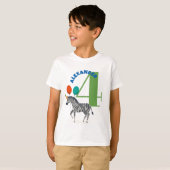 Groot Jaar en Naam Verjaardagsfeestje Zebra T-shirt (Voorkant volledig)