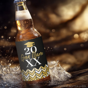 Groot Jaar - Naam en Dop - Zwarte Gouden Afstudere Bier Etiket