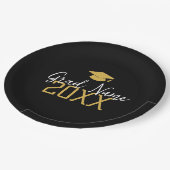 Groot Jaar - Naam en Pet - Zwart Goud Afstuderen Papieren Bordje (Gekanteld)