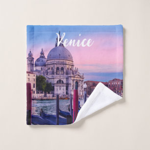 Groot Kanaal met gondels en kerk in Venetië Washandje