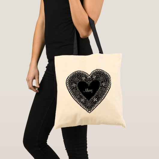 Groot  kanten hart tote bag (Voorkant (product))