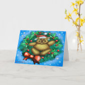 Groot Kerst Beer Kaart (Gele Bloem)