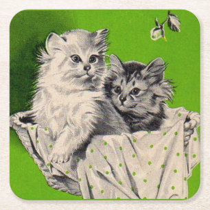 groot kitten klein kitten vierkante kartonnen onderzetter
