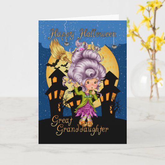 groot - kleindochterHalloween de kaart van de (Gele Bloem)