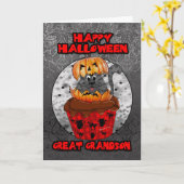 groot - kleinzoonHalloween cupcake kat Kaart (Gele Bloem)