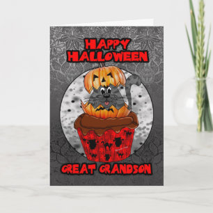 groot - kleinzoonHalloween cupcake kat Kaart