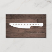 Groot koksmes Logo Personal Chef, Catering Wood Visitekaartje (Voorkant)