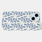 Groot kustblauw botanisch bladpatroon Case-Mate iPhone case (Achterkant (horizontaal))