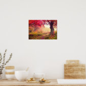 groot landschap met herfstbomen in het bos poster (Keuken)
