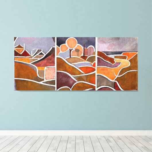 Groot landschapstriptiek canvas afdruk (Insitu (Houten vloer))