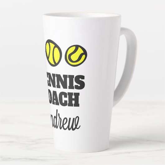 Groot latte mok cadeau voor tennisinstructeur (Rechterhoek)