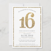 GROOT LEEFTIJDSNUMMER INVITE moderne 16 gouden gli Kaart (Voorkant)