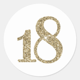 GROOT LEEFTIJDSNUMMER modern 18 gouden glitter Ronde Sticker