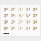 GROOT LEEFTIJDSNUMMER moderne 30 gouden glitter Ronde Sticker (Vel)