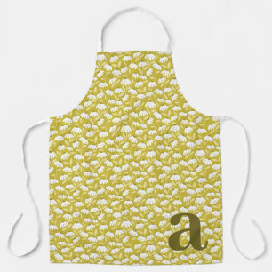 Groot Letter Monogram Donker Gouden Bloemmotief Schort