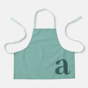 Groot Letter Monogram Tealblauw Minimalistisch Schort