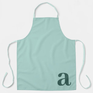 Groot Letter Monogram Tealblauw Minimalistisch Schort
