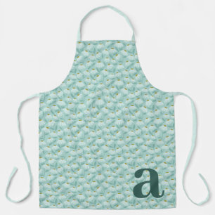 Groot Letter Monogram Turkoois Blauw Bloemmotief Schort