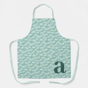 Groot Letter Monogram Turquoise Bloemmotief Schort