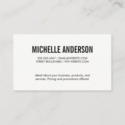 Groot lettertype / Dynamisch Visitekaartje (Achterkant)