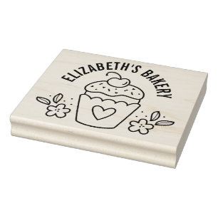 Groot leuk zelfgemaakt bakkerij logo cupcake rubberstempel